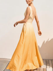 Elegant And Exquisite Gradient Color V-Neck Maxi Dress