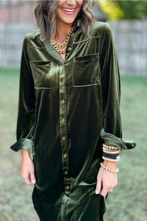 Verdant Velvet Midi Dress