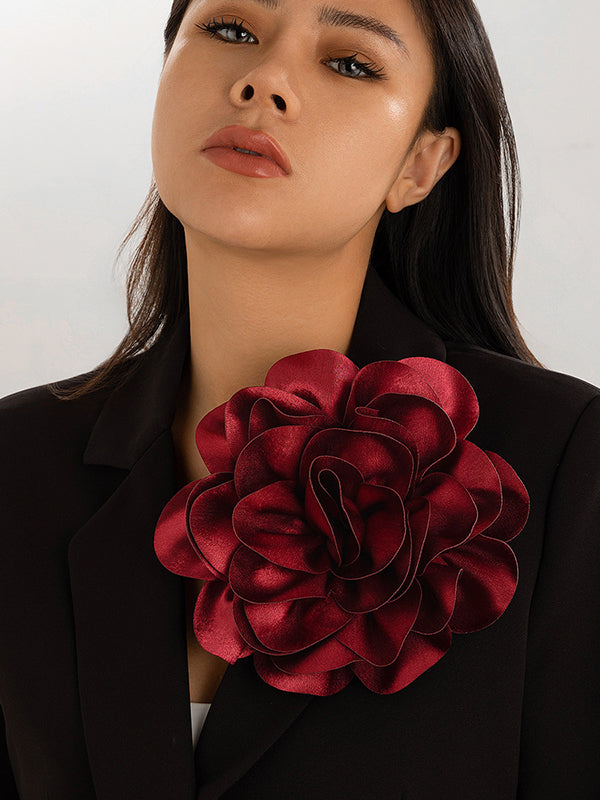 Flower Shape Solid Color Brooch Accessories