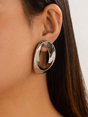 Asymmetric Shiny Solid Color Earrings Accessories