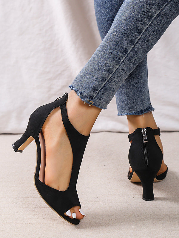 Peep Toe Zipper Pumps Sandals