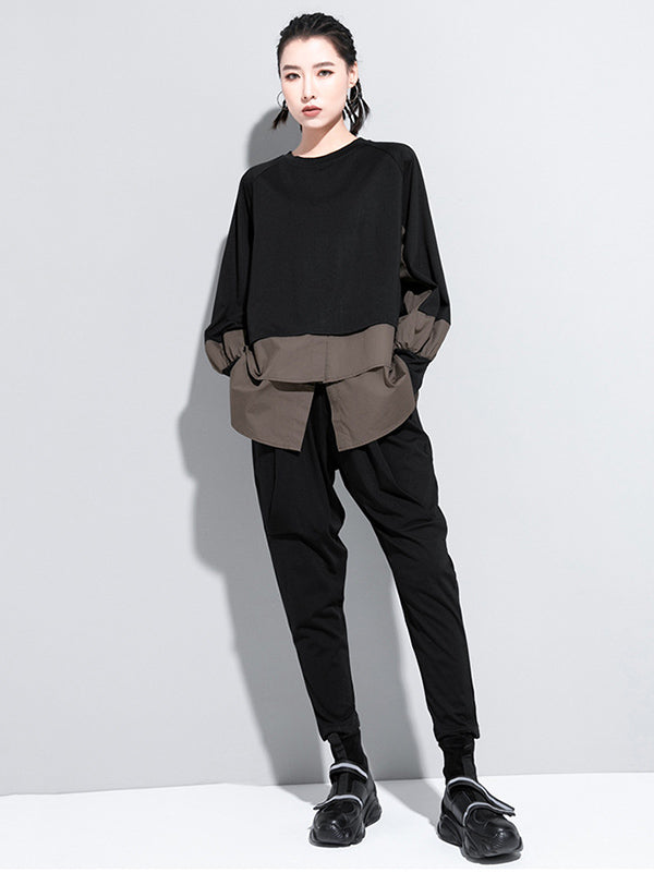 False Two Split-Joint Long Sleeve T-Shirt