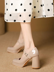 Shallow Cut Square-Toe Mary Janes Pumps