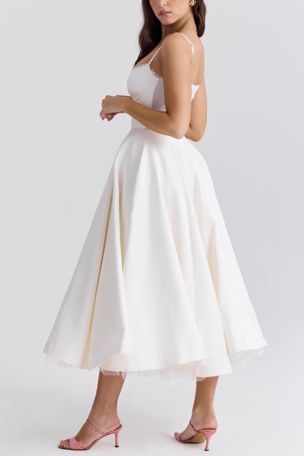 Suspender V-Neck Sleeveless Tutu Maxi Dress