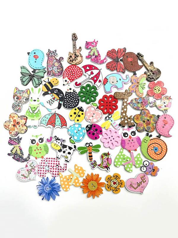 Colorful Cartoon Animal Pattern Buttons