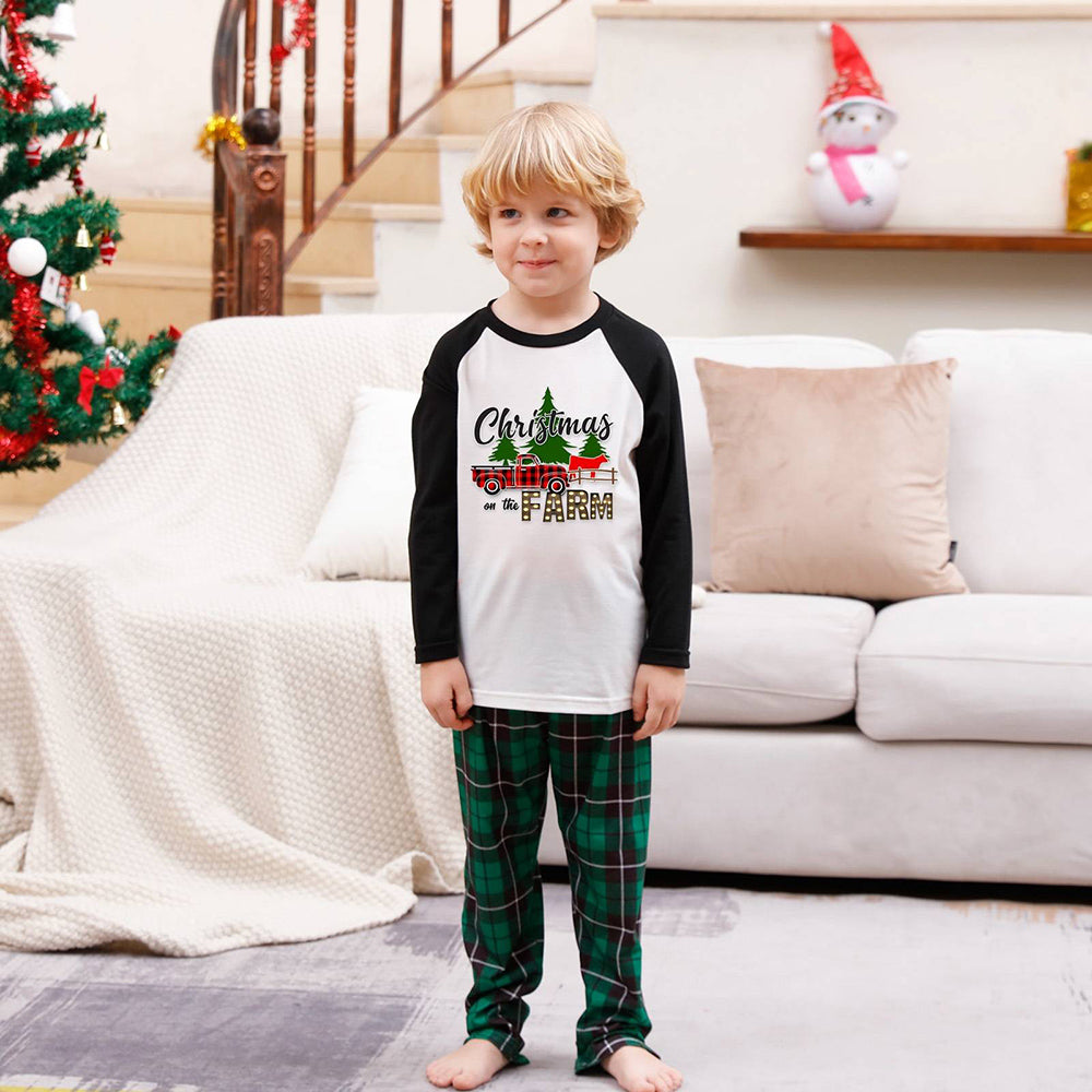 Merry Christmas Green Plaid and Black Pajamas Set