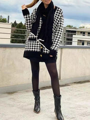 Urban Long Sleeves Checkered V-Neck Cardigan Tops