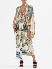 Exquisite Satin Vintage Print Loose Maxi Dress