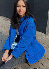 Oversized Quilted Jacket in Electric Blue