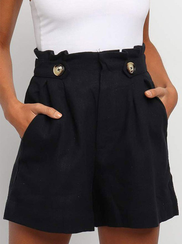 High Waisted Loose Pleated Split-Joint Shorts Bottoms