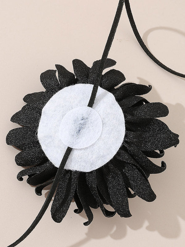 Solid Color Three-Dimensional Flower Tied Necklaces Accessories