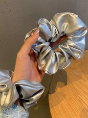 Elasticity Pleated Shiny Solid Color Hair Accessories Scrunchy