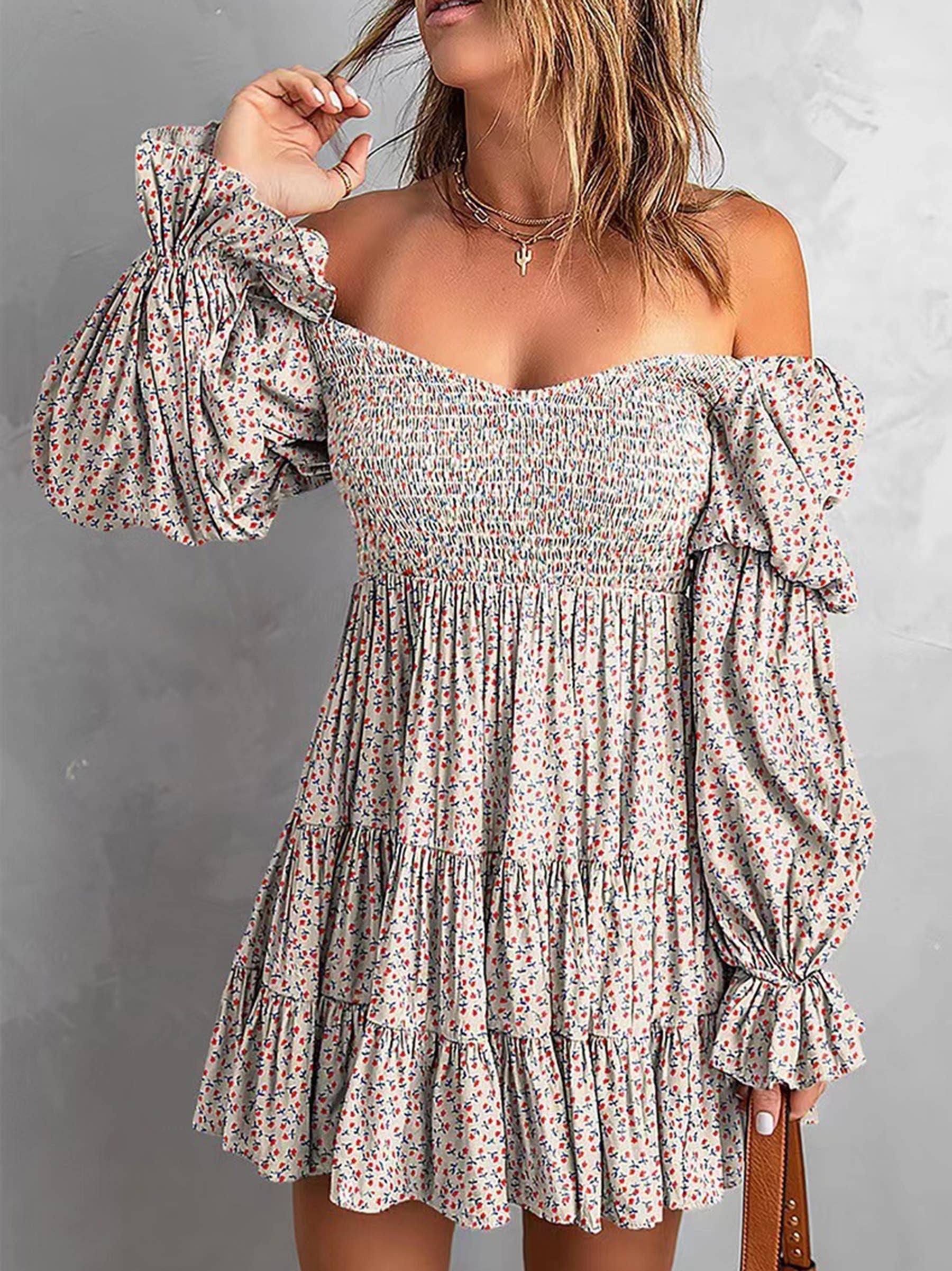 Sexy Waistband A-line Dress Off Shoulder Dress