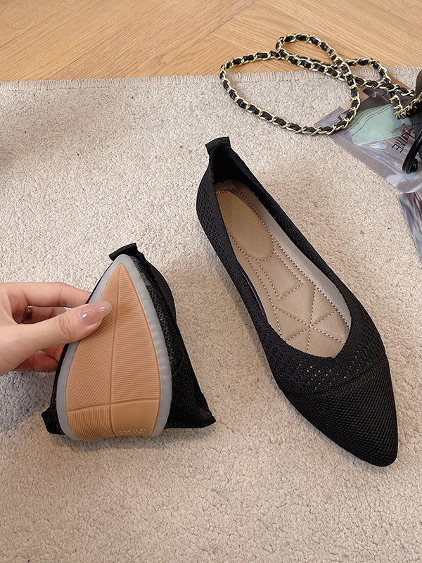 Breathable Hollow Solid Color Flat Shoes