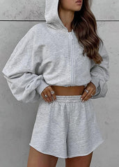 Cozy Cool - Cropped Hoodie and Shorts Set