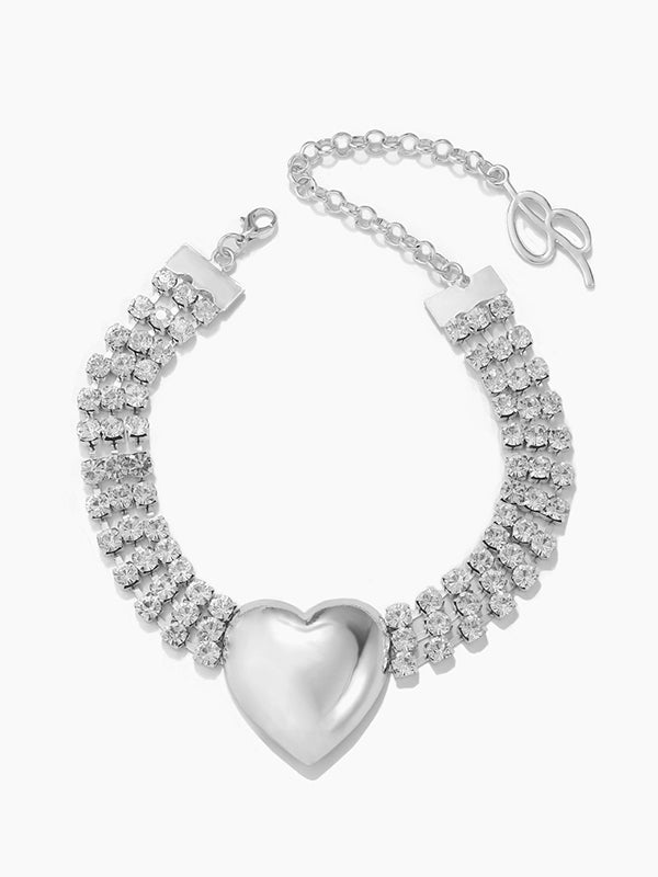 Heart Shape Rhine Stones Necklaces Accessories