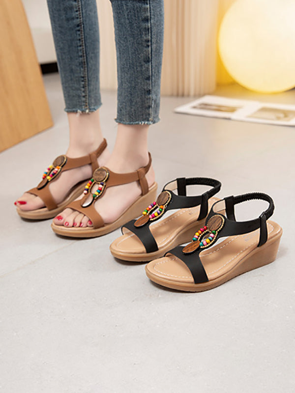 Elasticity Open Toe Peep Toe Sandals Wedges & Flatform