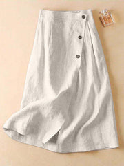 Simple Casual Loose Elasticity Ramie Cotton Skirt