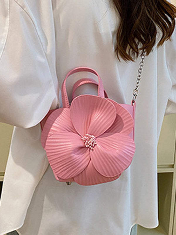 Flower Shape Pleated Split-Joint Bags Crossbody Bags Handbags Tote Bags