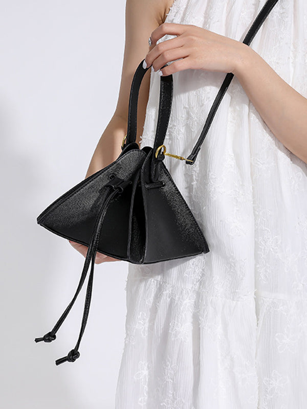 Triangle Drawstring Solid Color Split-Joint Handbags