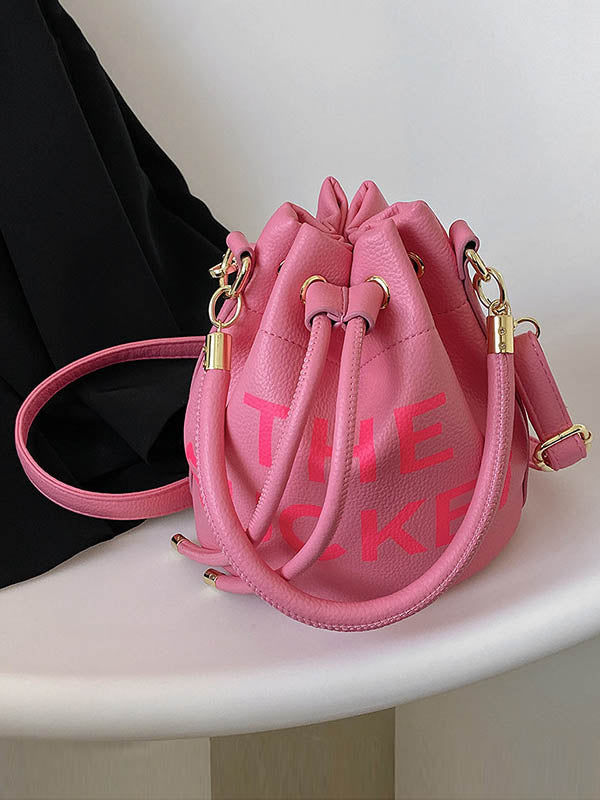 Drawstring Letter Print Crossbody Bags Handbags