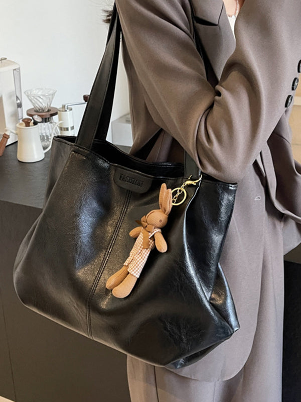 Solid Color Zipper Handbags Tote Bags