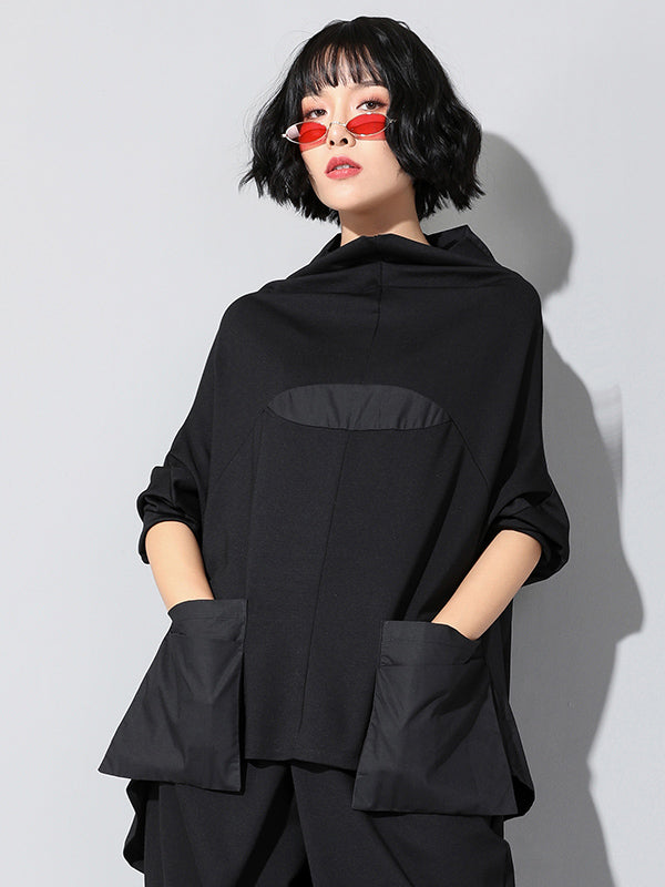 Casual High-Low Split-Joint Batwing Sleeve T-Shirts Tops