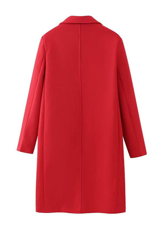 Scarlet Elegance Double-Breasted Overcoat