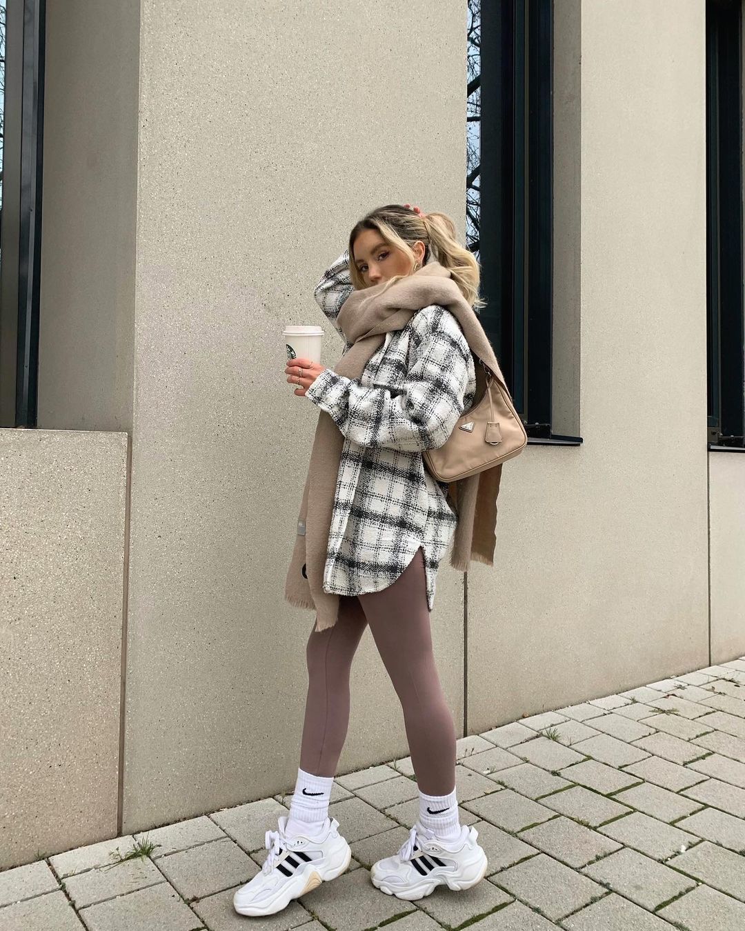 Blogger Street Coarse Woolen Loose Long Classic Retro Plaid Women’s Coat