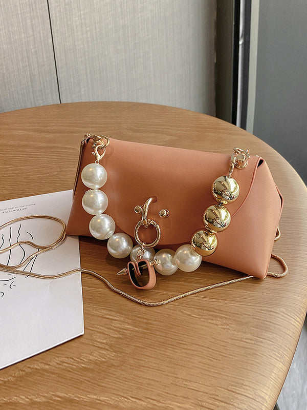 Beads Contrast Color Split-Joint Crossbody Handbags