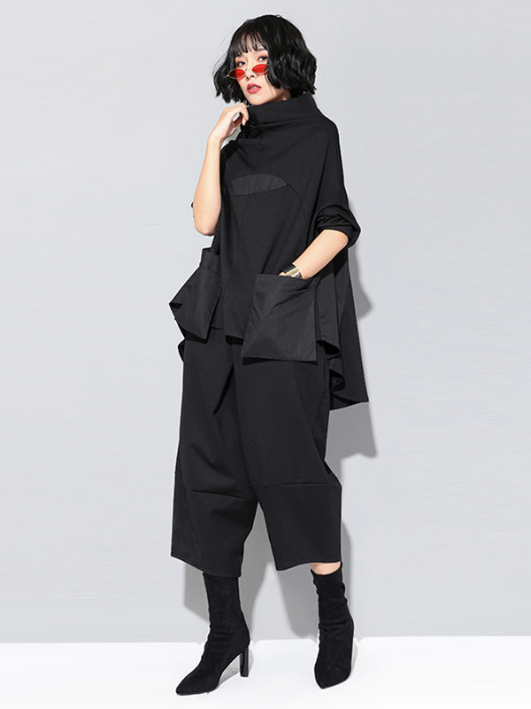 Casual High-Low Split-Joint Batwing Sleeve T-Shirts Tops