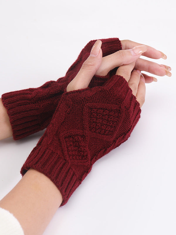 Simple 9 Colors Jacquard Knitting Gloves