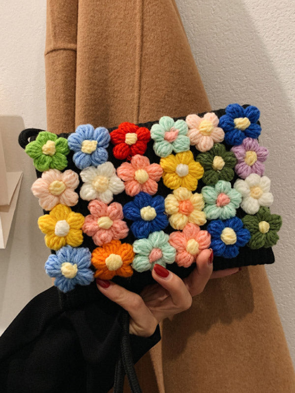 Flower Print Knitted Flower Bags Crossbody Bags