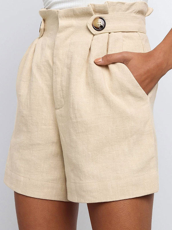 High Waisted Loose Pleated Split-Joint Shorts Bottoms