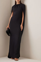 Shona Gathered Cape Crepe Maxi Dress