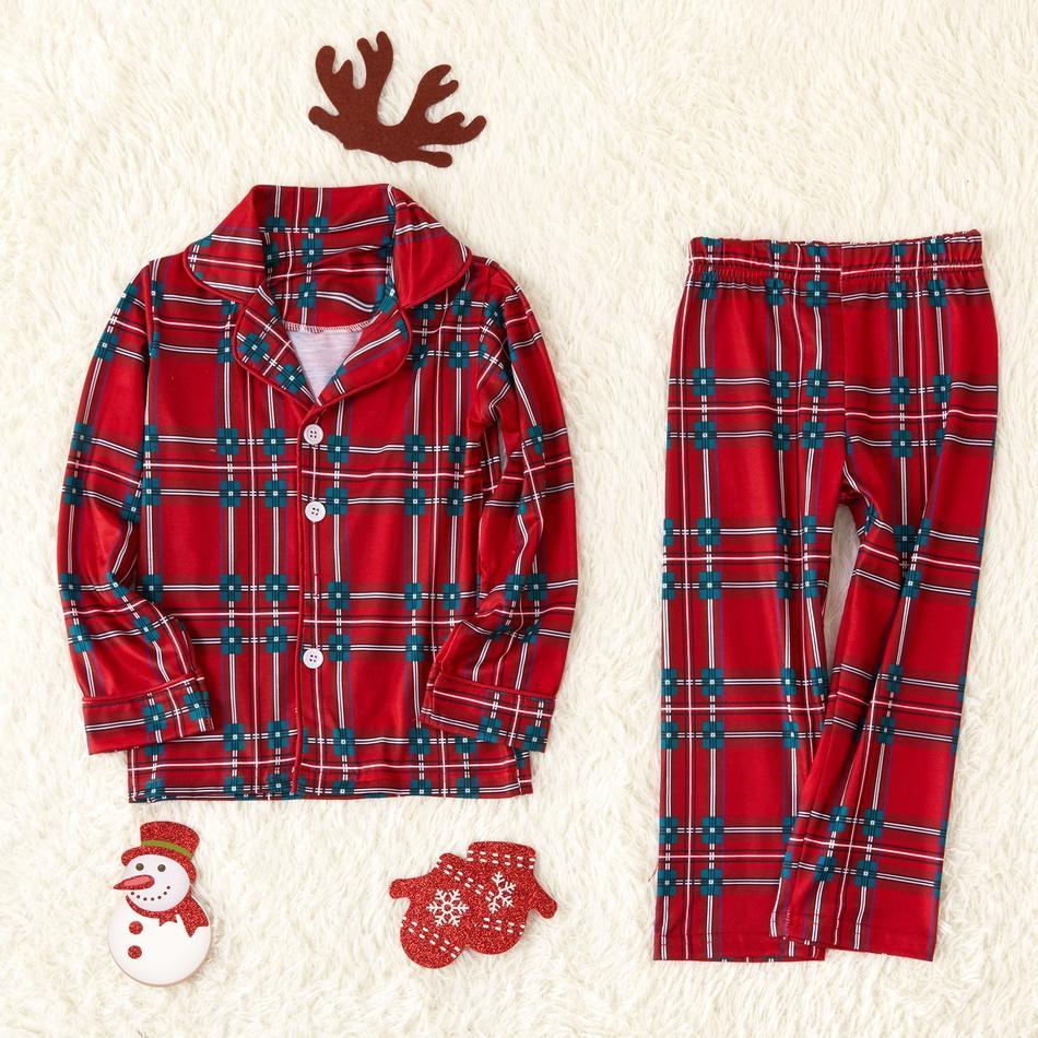 Christmas Plaid Lapel Family Matching Pajamas Sets