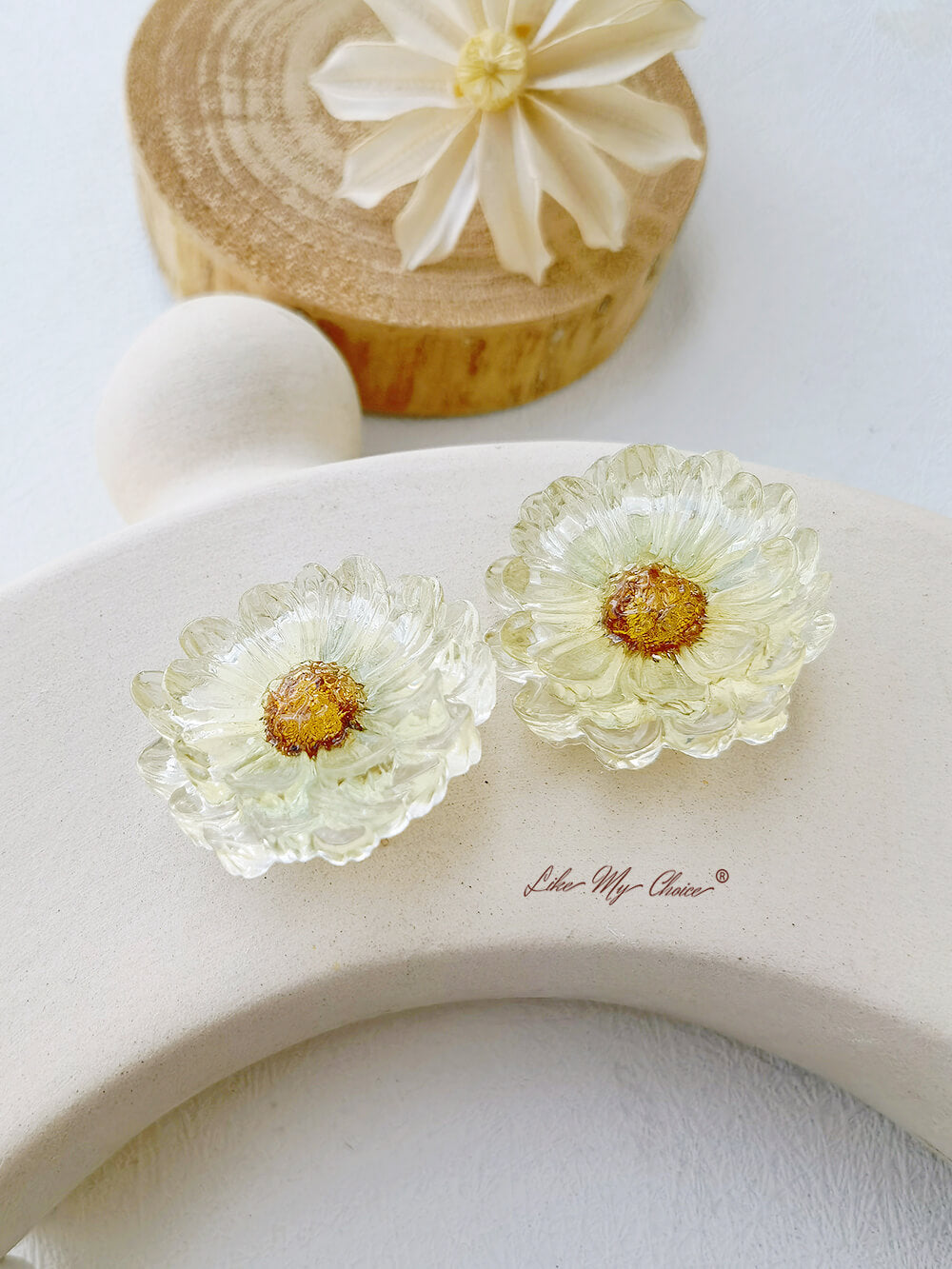 Pressed Flower Drop Earring - Pastoral  Resin Daisy