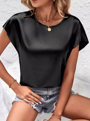 Batwing Sleeves Loose Solid Color Round-Neck T-Shirts Tops