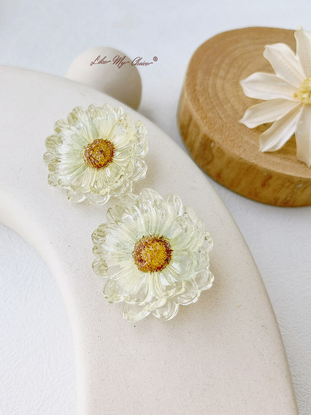 Pressed Flower Drop Earring - Pastoral  Resin Daisy