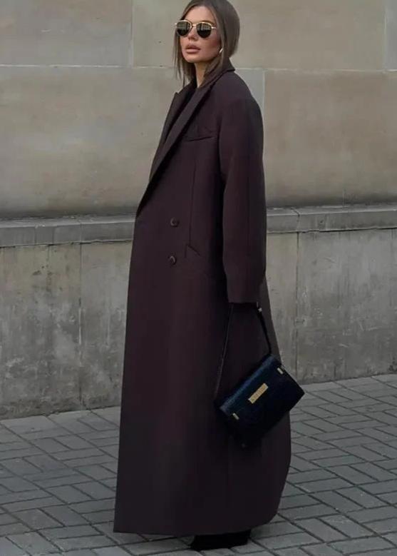 Oversized Double-Breasted Wool-Like Coat