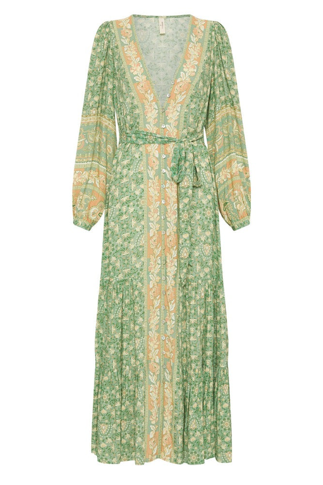 Ina Splice Printed Button Up Maxi Gown Dress