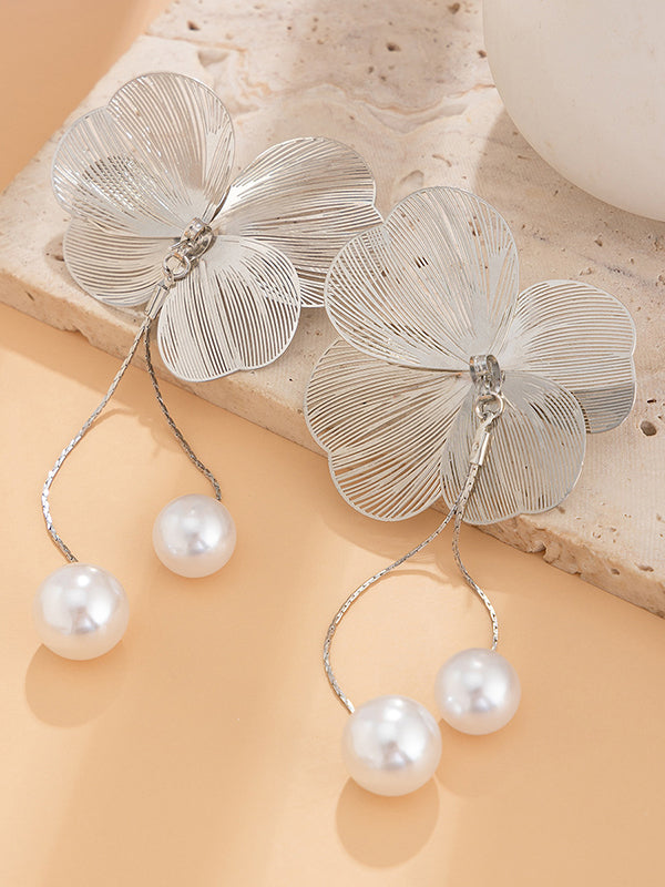 Flower Shape Tasseled Drop Earrings