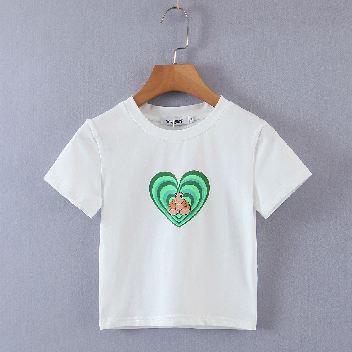 Summer Love Turtle Cropped Short Sleeve Top