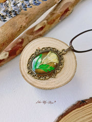 Rapeseed Dried Flower Circular Vintage Necklace