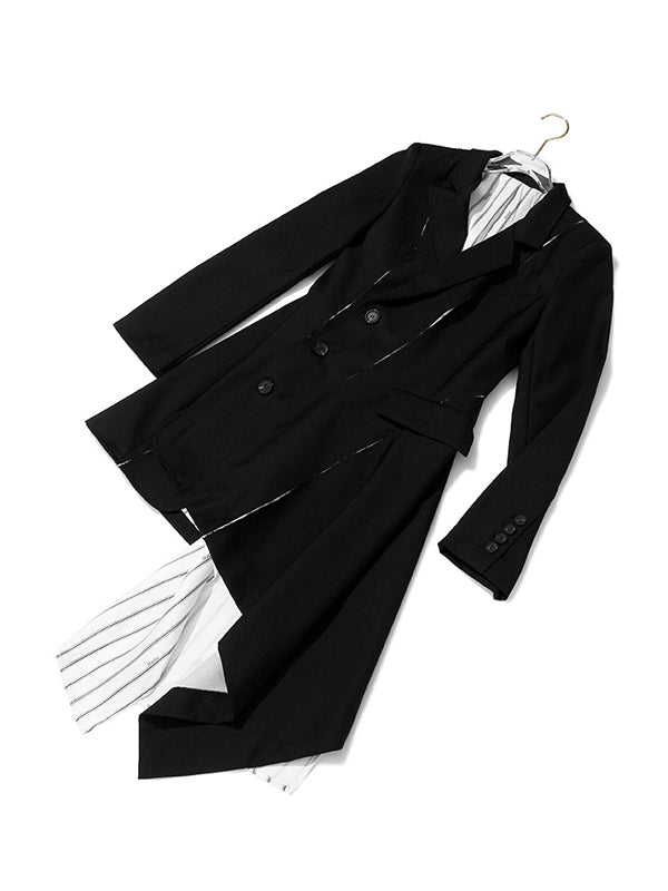 Casual Skinny Long Sleeves Striped Split-Joint Lapel Collar Blazer Mini Dresses