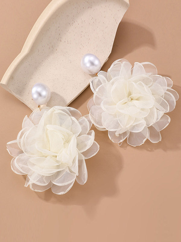 Three-Dimensional Flower Drop Earrings