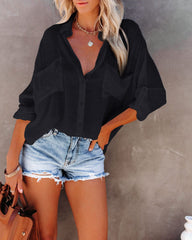 Summer Arrival Women Clothes Candy Color Flip Cardigan Big Pocket Shirt