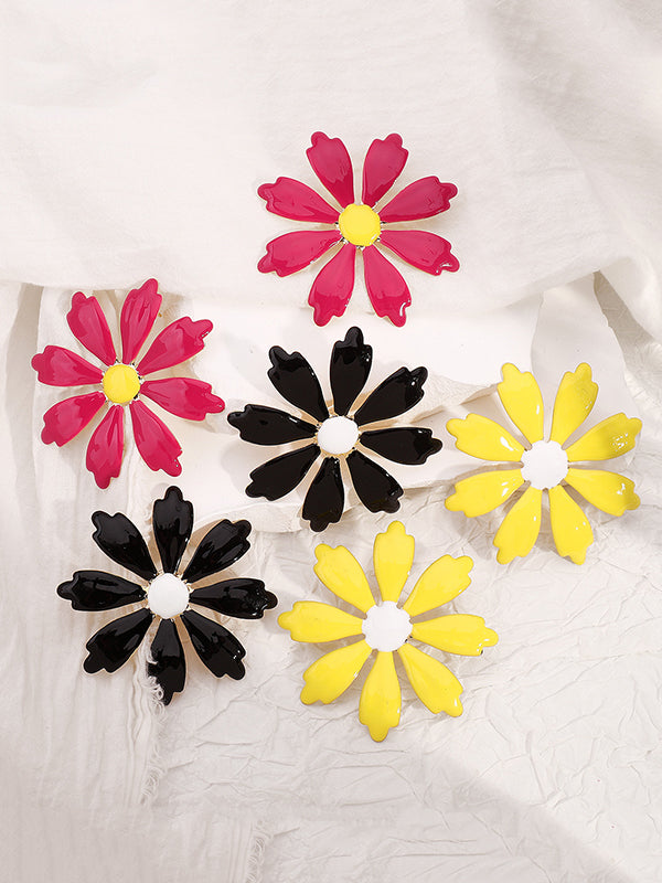 Contrast Color Flower Shape Drop Earrings