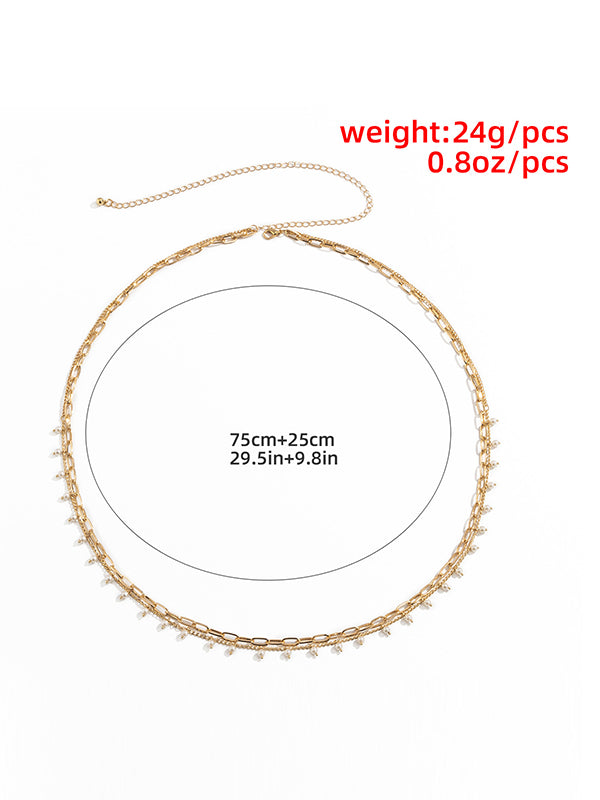 Urban Geometric Pearl Waist Chain Accessories