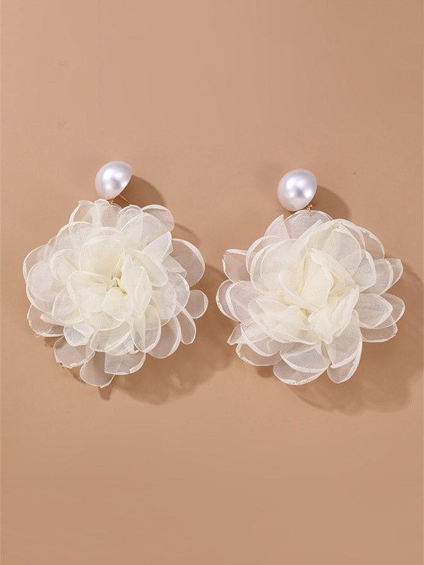 Three-Dimensional Flower Drop Earrings